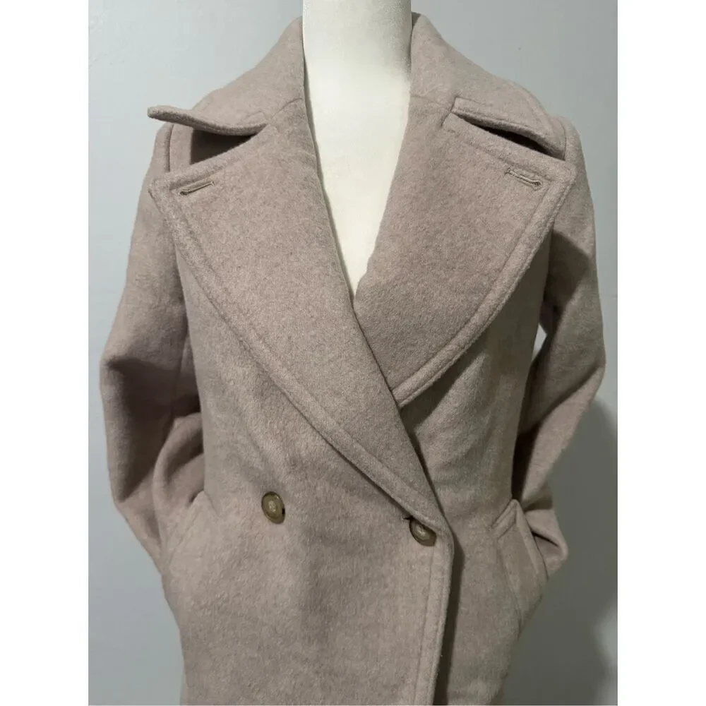 Club Monaco Daylina wool blend light blush long coat XS